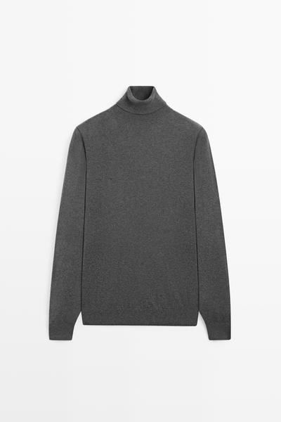 Massimo Dutti Вязаный свитер с высоким воротником из хлопковой смеси