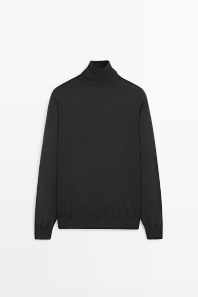 Massimo Dutti Вязаный свитер из хлопкового микса с высоким воротником