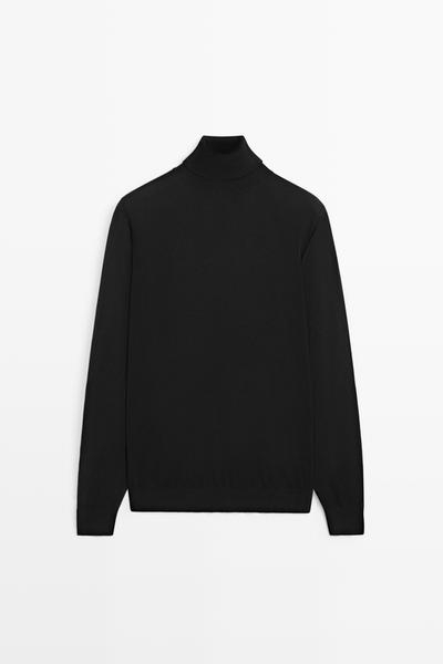 Massimo Dutti Свитер из хлопкового трикотажа с высоким воротником купить с доставкой.