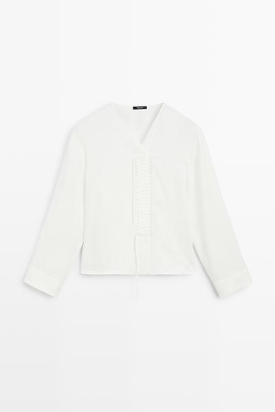 Massimo Dutti Свободная блузка из льняной смеси с пуговицами купить с доставкой.
