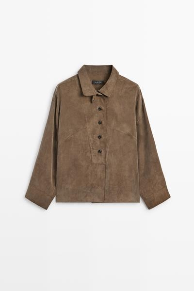 Massimo Dutti Блузка свободного кроя с воротником-стойкой и декоративной планкой купить с доставкой.