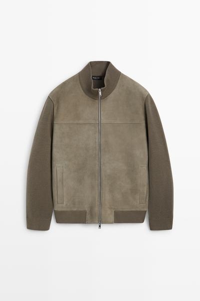 Massimo Dutti Кардиган из комбинированного трикотажа и замши