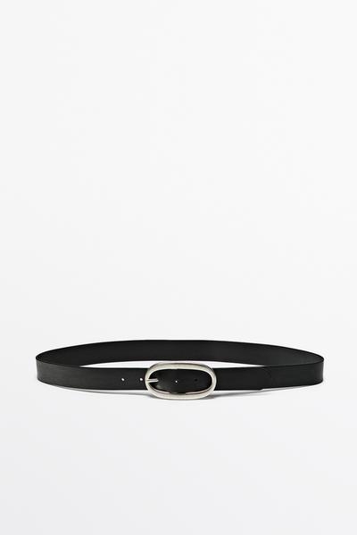 Massimo Dutti Ремень из кожи наппа с овальной пряжкой купить с доставкой.