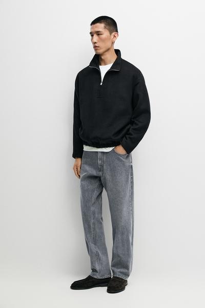 Massimo Dutti Свитшот с имитацией горловины из двухслойной шерстяной ткани