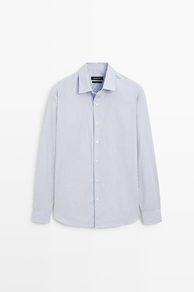 Massimo Dutti Рубашка в полоску из 100% хлопка классического фасона