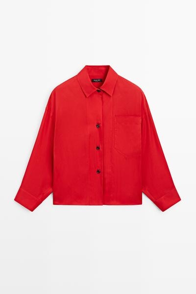 Massimo Dutti Свободная рубашка оверсайз с карманом купить с доставкой.