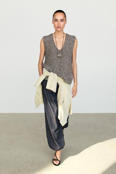 Massimo Dutti Вязаная майка из хлопкового смешанного материала