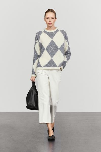 Massimo Dutti Свитер из шерстяной смеси с узором в виде ромбов