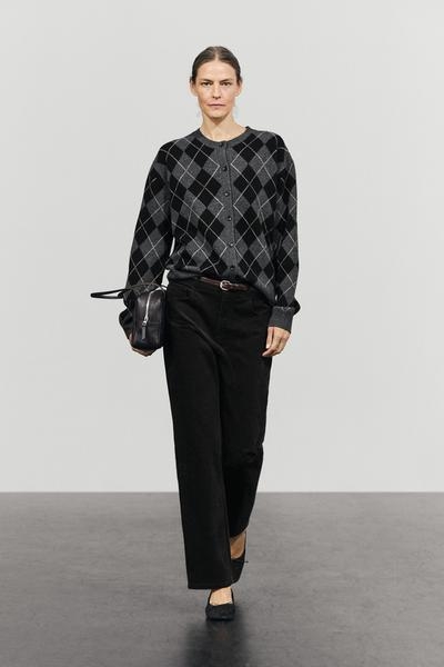 Massimo Dutti Кардиган с ромбовидным узором из 100% шерсти