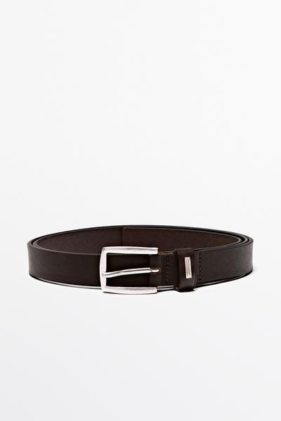 Massimo Dutti Ремень из кожи наппа с прямоугольной пряжкой купить с доставкой.