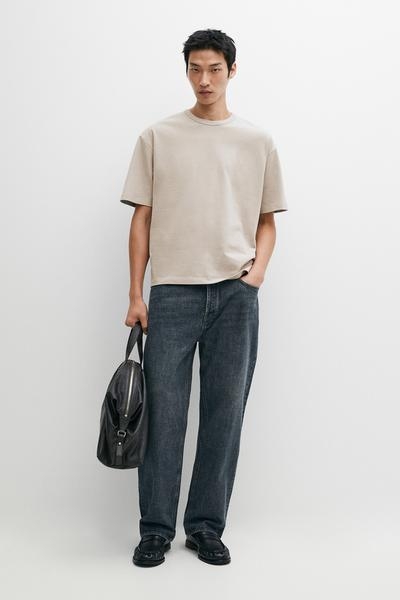 Massimo Dutti Футболка с короткими рукавами из 100% хлопка свободного кроя