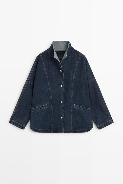 Massimo Dutti Джинсовая куртка с высоким воротом из 100% хлопка купить с доставкой.