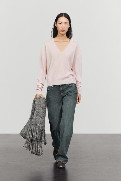 Massimo Dutti Трикотажный пуловер с глубоким V-образным вырезом из шерстяной смеси