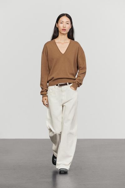 Massimo Dutti Вязаный свитер с V-образным вырезом из шерстяной смеси
