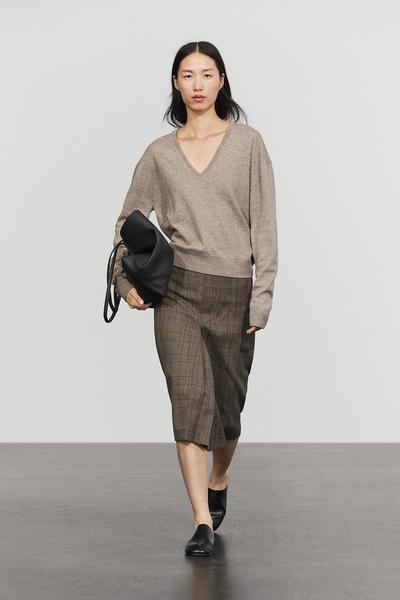 Massimo Dutti Вязаный свитер с V-образным вырезом из шерстяной смеси