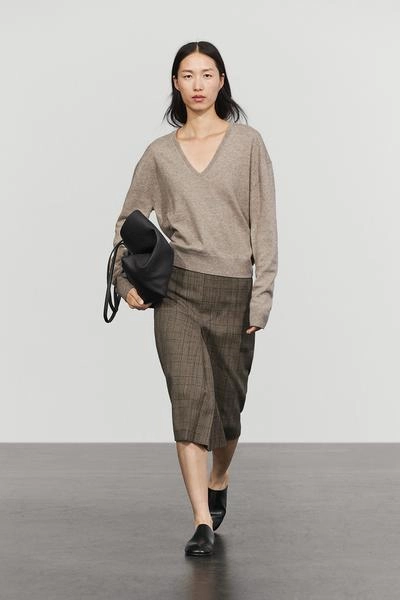 Massimo Dutti Вязаный свитер с V-образным вырезом из шерстяной смеси