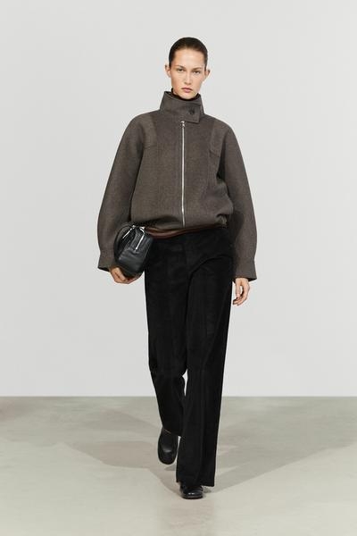 Massimo Dutti Бомбер из замши с добавлением шерсти купить с доставкой.