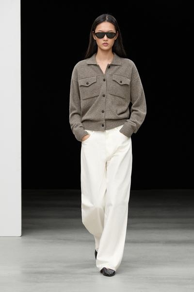 Massimo Dutti Вязаный кардиган из смеси шерсти и замши с деталями карманов купить с доставкой.