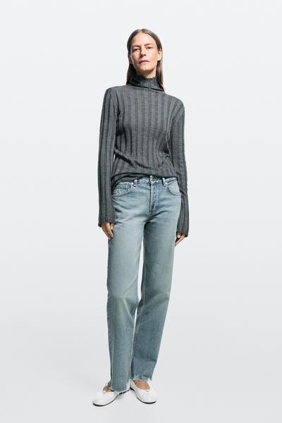 Massimo Dutti Джинсы STOVEPIPE с завышенной талией и рваными краями