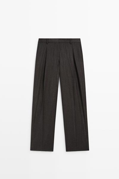 Massimo Dutti Брюки из ткани в тонкую полоску с защипами