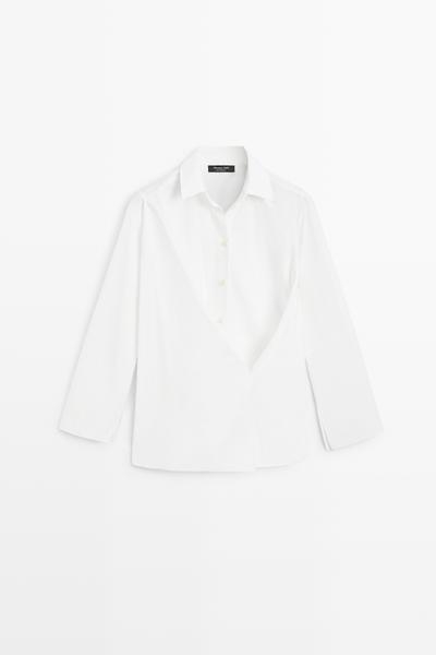Massimo Dutti Рубашка на запах из 100% хлопкового поплина купить с доставкой.