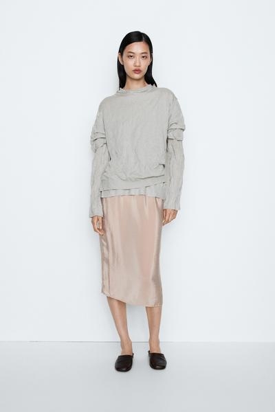 Massimo Dutti Пуловер с короткими рукавами из тонкого трикотажа - STUDIO купить с доставкой.