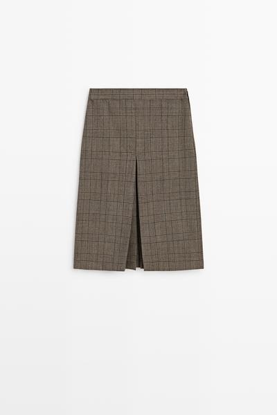 Massimo Dutti Юбка-миди в клетку из 100% шерсти с плиссировкой купить с доставкой.