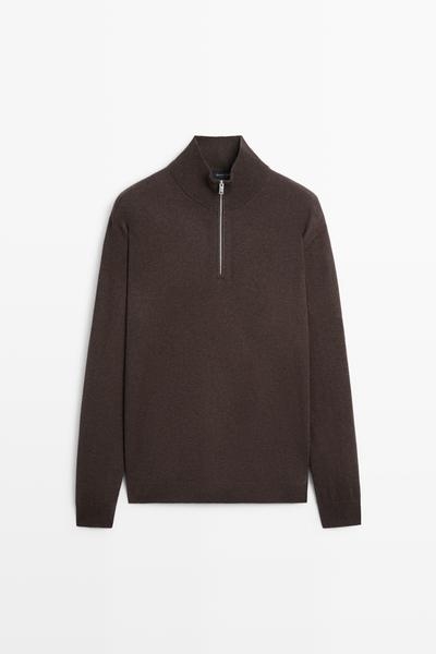 Massimo Dutti Вязаный свитер с воротником-стойкой и молнией