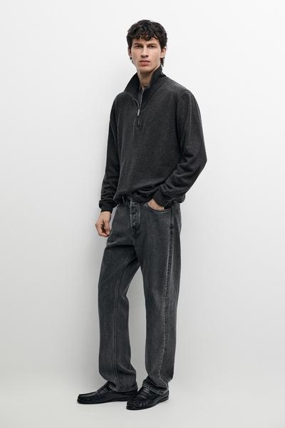 Massimo Dutti Вязаный свитер с воротником стойкой и молнией