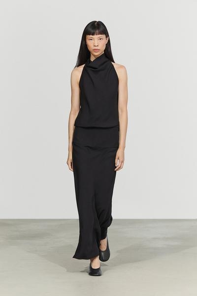 Massimo Dutti Миди-платье с вырезом-халтер и поясом купить с доставкой.