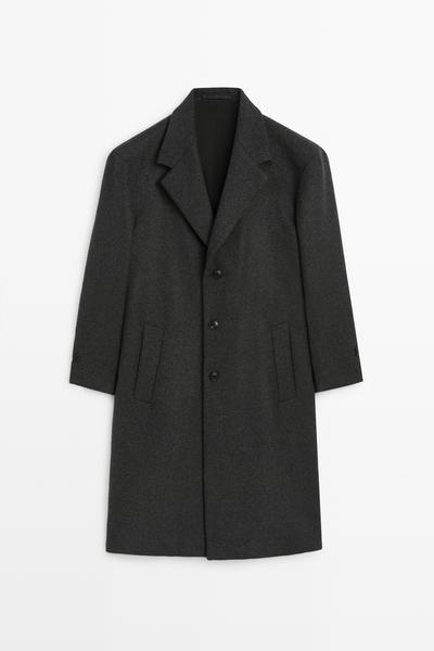 Massimo Dutti Пальто из 100% шерсти с отложным воротником