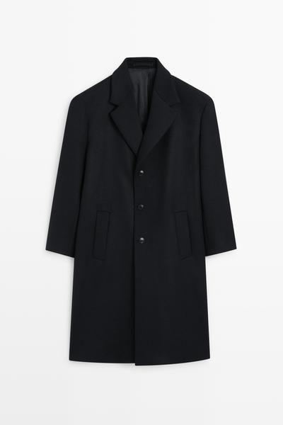 Massimo Dutti Пальто из 100% шерсти с отложным воротником