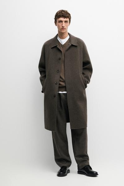 Massimo Dutti Длинное двустороннее пальто из шерстяной смеси