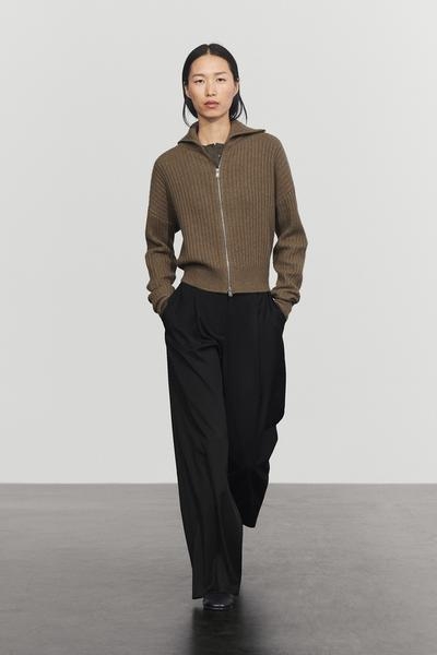 Massimo Dutti Кардиган из 100% кашемира с ребристой вязкой
