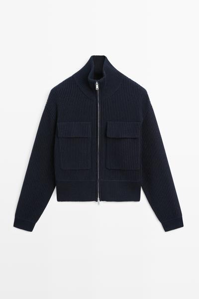 Massimo Dutti Вязаный кардиган на молнии из хлопка купить с доставкой.