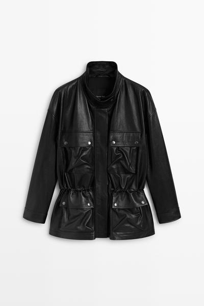 Massimo Dutti Куртка из кожи наппа с карманами