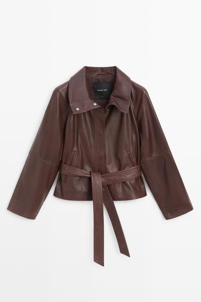 Massimo Dutti Короткая куртка из наппы с поясом