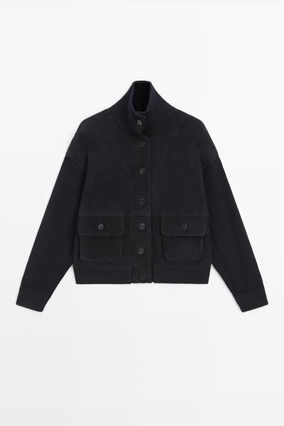 Massimo Dutti Куртка из контрастной замшевой кожи