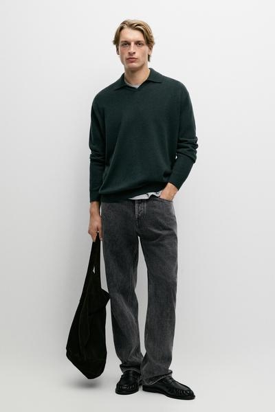 Massimo Dutti Вязаный поло-свитер из 100% шерсти