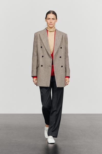 Massimo Dutti Среднее двубортное пальто в узоре «елочка» купить с доставкой.