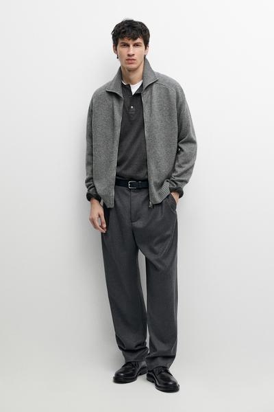 Massimo Dutti Вязаный кардиган на молнии из шерстяного микса