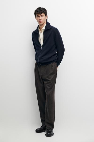 Massimo Dutti Вязаный кардиган на молнии из шерстяной смеси