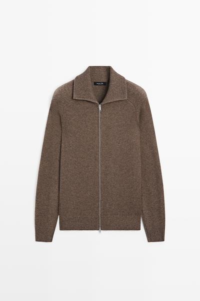 Massimo Dutti Вязаный кардиган с молнией из шерстяной смеси