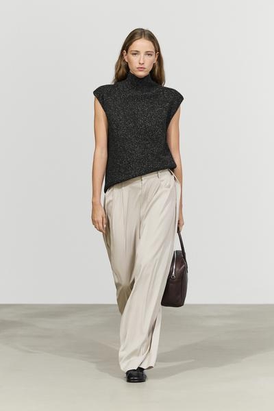 Massimo Dutti Вязаный жилет с воротником-гольф из шерсти и шёлка