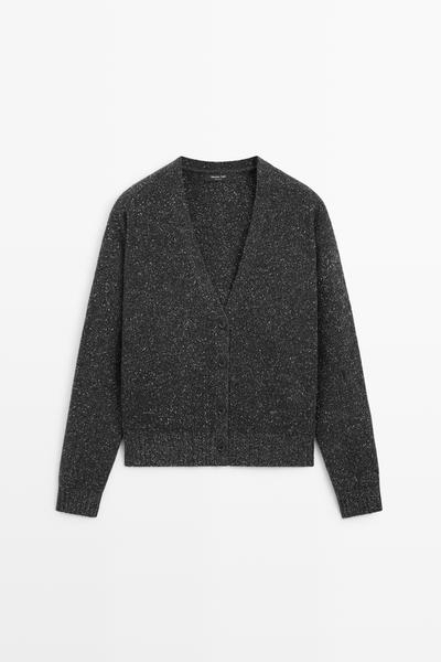 Massimo Dutti Кардиган из смешанной шерсти и кашемира с фактурной отделкой