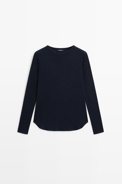 Massimo Dutti Футболка с длинным рукавом из шерстяного микса