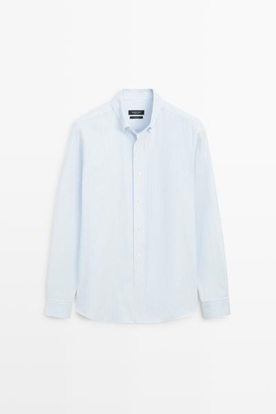 Massimo Dutti Рубашка REGULAR FIT с полосатым узором из ткани оксфорд купить с доставкой.