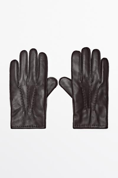 Massimo Dutti Перчатки из кожи наппа купить с доставкой.