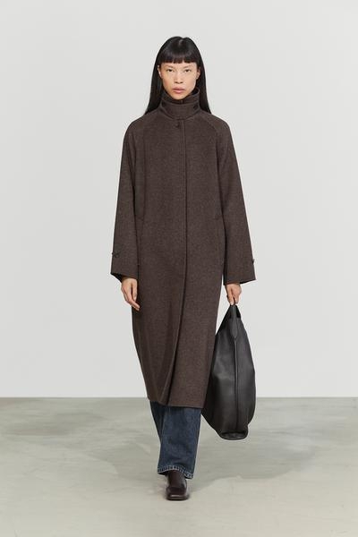 Massimo Dutti Длинное пальто из меланжа с шерстяной смесью