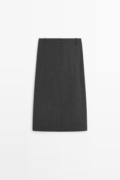 Massimo Dutti Прямая миди-юбка из шерстяной смеси